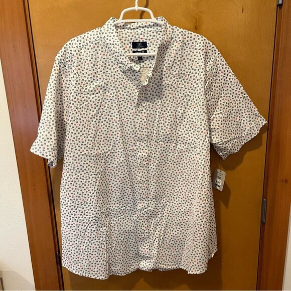 George mens button down flowers short sleeve white xxl new nwt - Picture 1 of 4
